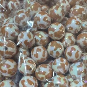 Lot of 20 Cow Print Beads 16 mm